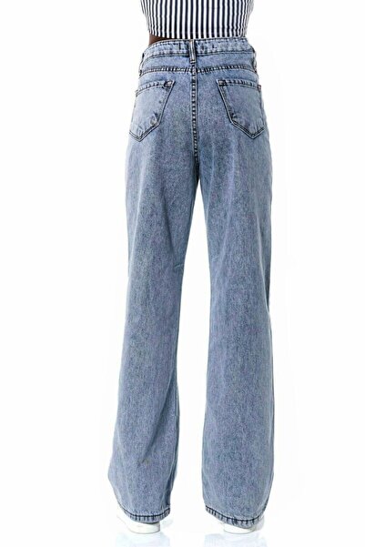 Trn JNS بنطلون جينز بالازو فضفاض باللون الأزرق مع غسيل ثلجي عالي للغاية (فائق...