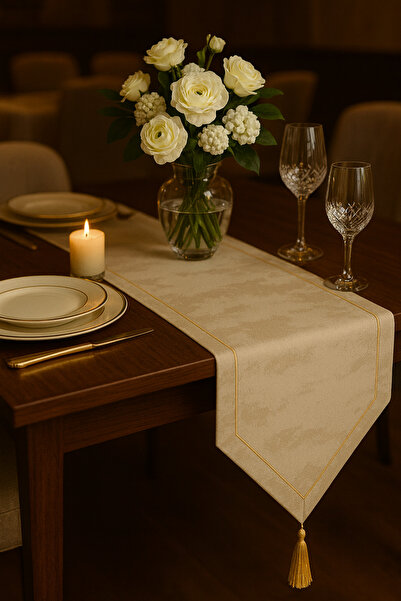 bgom Masa Runner Ithal Kumaş Dikdörtgen Püsküllü 40 X 150 Cm