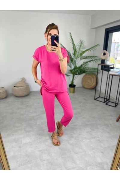 Selma Butik Women's Crew Neck Leggings Aerobin Fabric Double Set