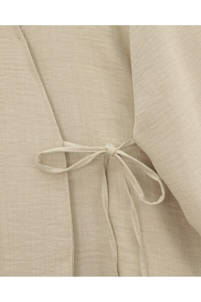 Modamorfo Σετ κιμονό μπεζ με γραβάτα μπροστά με παντελόνι