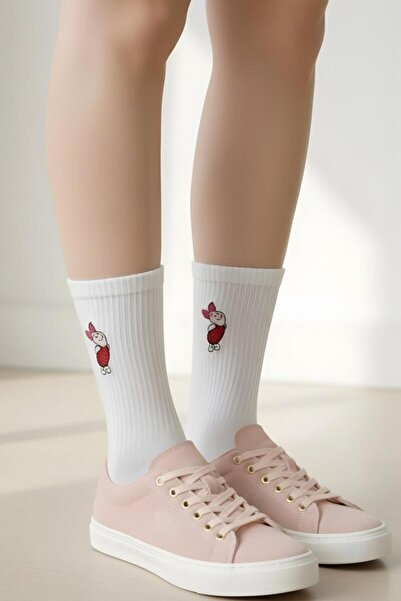 AYDK Tekli Piglet Nakışlı Yazlık Kışlık Casual Soket Tenis Çorap