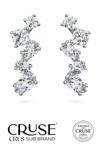 Cruse 925 Ayar Gümüş Işıltı Şelalesi Küpe 18 Ayar Beyaz Altın Kaplama