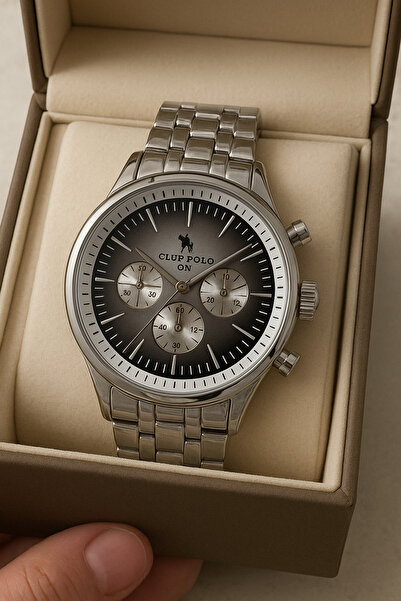 S.POLO ساعة يد رجالية من New Season بسوار معدني فضي اللون مع هدية لعيد الأب