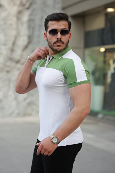 HAZEGO Tricou cu mânecă scurtă pentru bărbați, cu guler cu fermoar