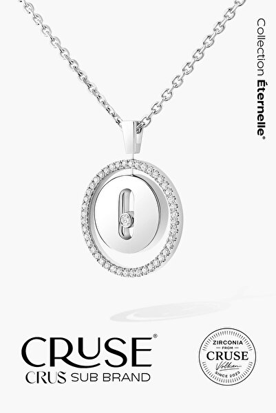 Cruse 925 Ayar Gümüş Éternelle™ Cercle Divin Hareketli Taşlı Kolye 18 Ayar Be...