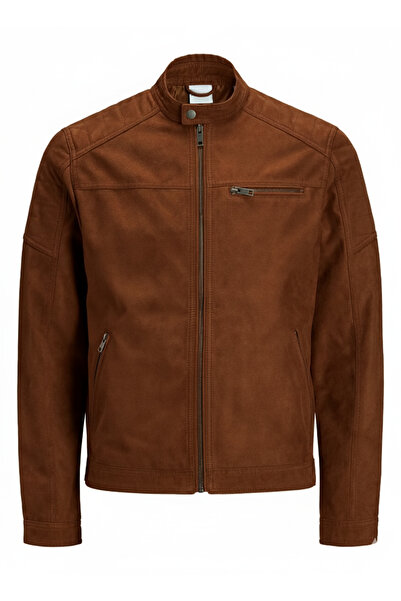 Jack & Jones 12147218 Jjerocky Jacket Noos Erkek Mont Cognac Fake Suede