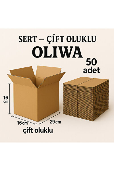 OLİWA DECOR 16 X 16 X 29 Cm Çıkma Koli 50 Adet-koli Kutu Boş Karton Ambalaj Taşınma Kolisi E-ticaret Kolisi-boş