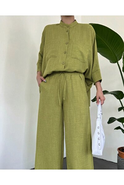 Modamorfo Double Pocket Half Bat Sleeve Casual Shirt Set -F.Green