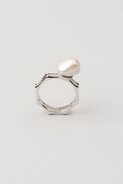 So CHIC... 18 Ayar Beyaz Altın Kaplama Gümüş Pearlshine Inci Yüzük
