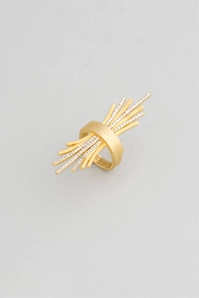 So CHIC... Saray Zarafeti 18 Ayar Sarı Altın Kaplama Gümüş Yüzük