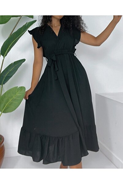 Modamorfo Φόρεμα Ayrobin με κορδόνια, Μηδενικά μανίκια, Ελαστική μέση