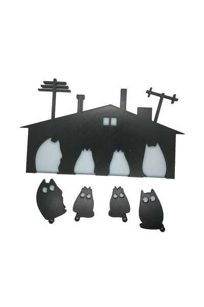 OEM Suport chei-formă de casă cu pisici-Organizator chei(Set 4 pisici breloc)...