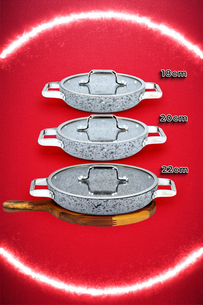 Brioni Stone-Age 18cm 20cm 22cm 7-Piece Non-Scratch Non-Stick Induction Cookware Omelette Set