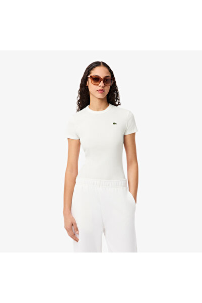 Lacoste تي شيرت قطني مضلع بقصة ضيقة - TF5538-00-70V
