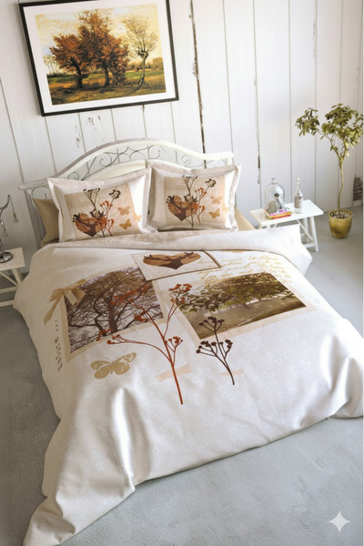 Özdilek Nevresim Takımı Ranforce Çift Kişilik 3d Art Love Winter Bej