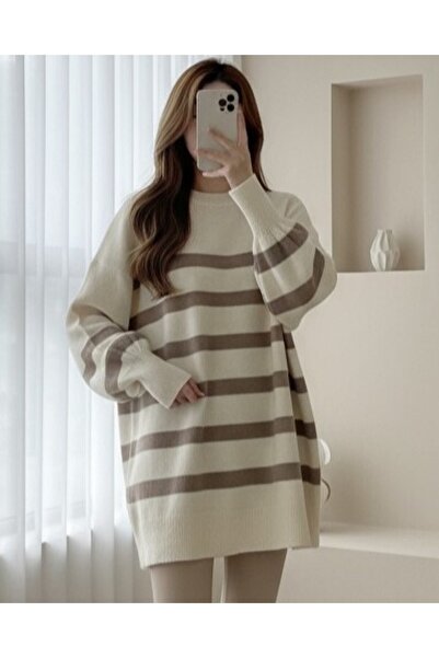 Modamorfo Πλεκτό τούνικ με στρογγυλή λαιμόκοψη - Χώμα