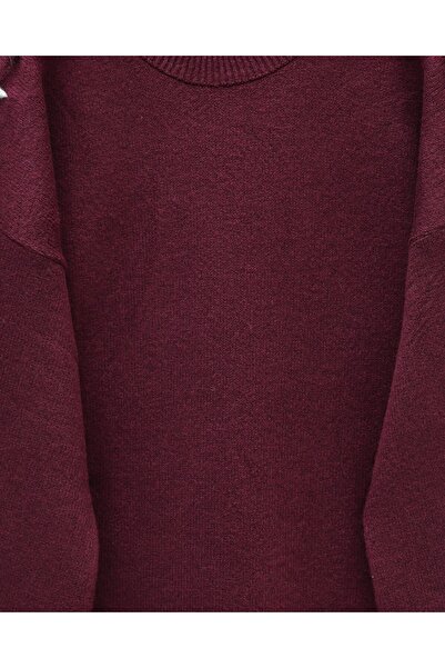 Modamorfo Striped Knit Tunic with Drawstring Sleeves - Burgundy