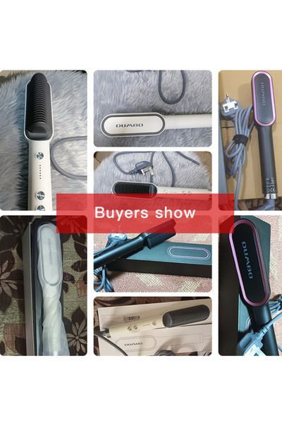 Dumbo Hair Straightener Brush with Built-in Comb, 20s Fast Heating, 5 Temp Settings, Anti-Scald (Pin