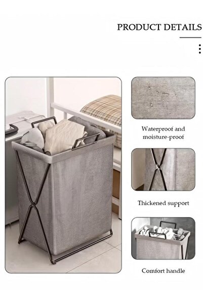 DOMEET 2 Pack Foldable Laundry Baskets With Stainless Steel Frame And Handle, Laundry Hamper Bag Washing Bi