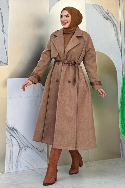 TRENDTESETTÜR Brown Belted Women's Coat - t 8687