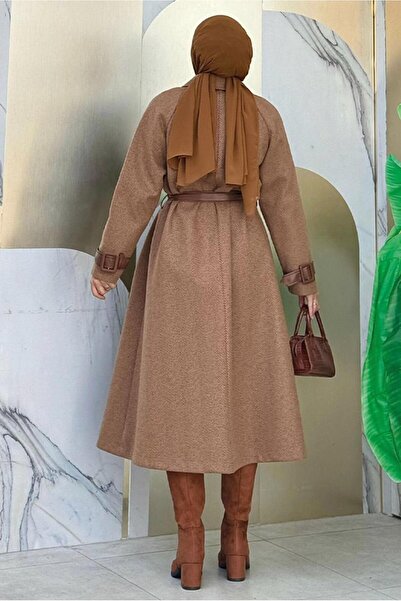 TRENDTESETTÜR Brown Belted Women's Coat - t 8687