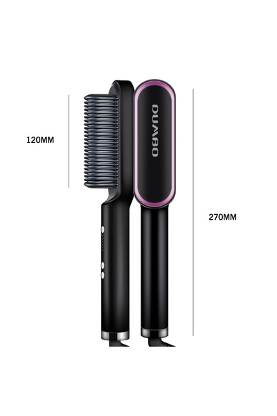 Dumbo Hair Straightener Brush with Built-in Comb, 20s Fast Heating, 5 Temp Settings, Anti-Scald (Bla
