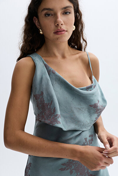 Mudo Jacquard Patterned Sleeveless Long Dress with Slit