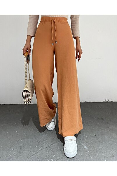 Modamorfo Παντελόνι με φαρδύ πόδι ελαστικό στη μέση με λεπτομέρεια με κορδόνι