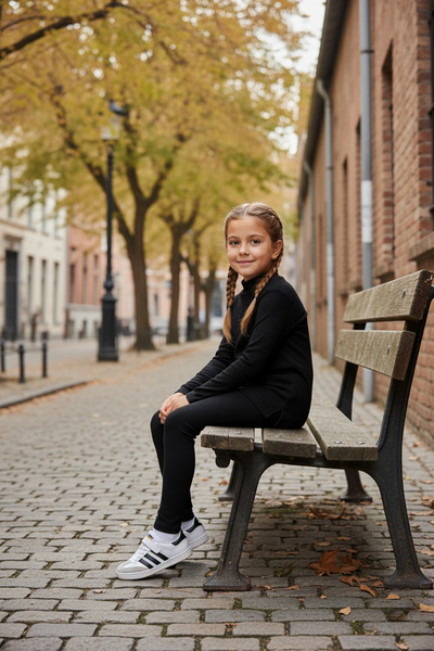 Fulla Moda Ribbed Lycra Half Turtleneck Girls' Leggings Set