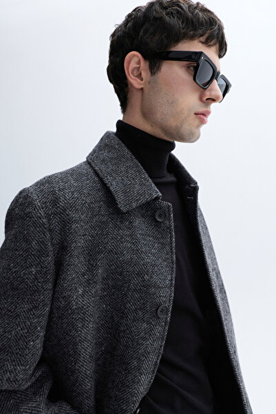 Mudo Jacquard Wool Blend Long Coat