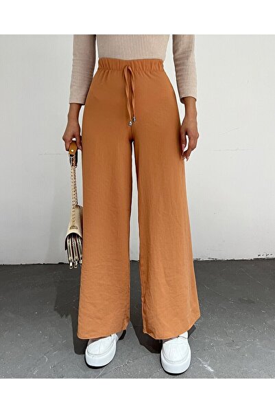 Modamorfo Παντελόνι με φαρδύ πόδι ελαστικό στη μέση με λεπτομέρεια με κορδόνι