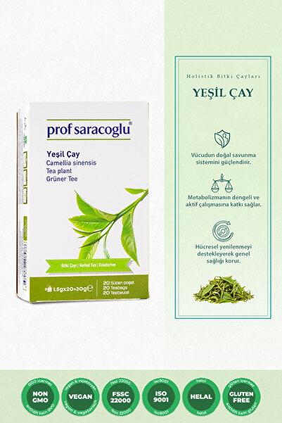 prof saracoglu Yeşil Çay Bitki Çayı 20'li