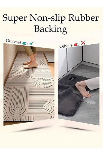 DOMEET Diatom Mud Bath Mat Set Bathroom Kitchen Rug Mat Extra Soft and Absorbent Bath Rugs Non-Slip Quick