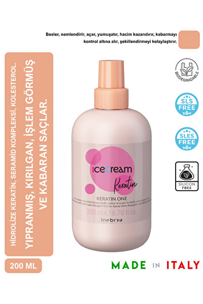 Inebrya Ice Cream Keratin One Yoğun Işlem Görmüş Saçlar Için Sprey Krem 200ml