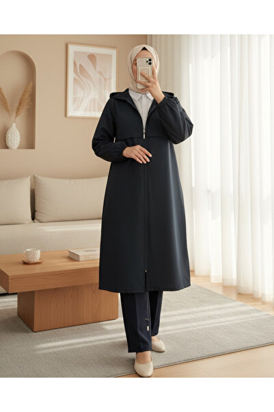 Modamorfo Довгий плащ з капюшоном на блискавці по всій довжині - Laci