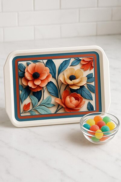 Galeriyo Blackstar Servis Tepsisi Büyük Boy 1 Adet (Pastel Çiçek)