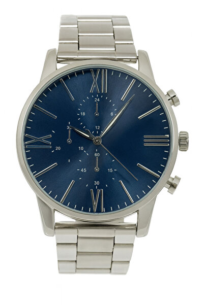 Duke Nickle Duj1009 Men's Silver Metal Cord Navy Blue Dial Wristwatch with Bracelet Gift