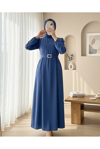 Modamorfo Šaty s přezkou s melounovým rukávem -indigo