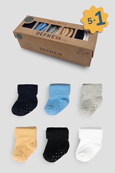 Defne Baby 5+1 Çift Kutulu Erkek Newborn Yeni Doğan Ve Bebek Çorabı 0-6 Ay