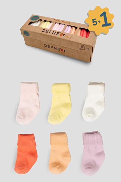 Defne Baby 5+1 Double Boxed Girl Newborn and Baby Socks 0-6 Months