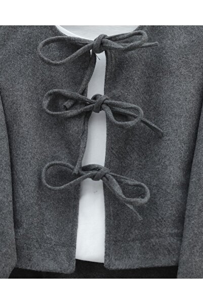 Modamorfo Lace-Up Front Skirted Cashmere Suit - Smoked