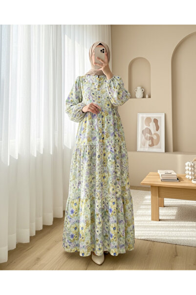 Modamorfo Φόρεμα με μοτίβο λουλουδιών με μισό κουμπί - Α.Πράσινο