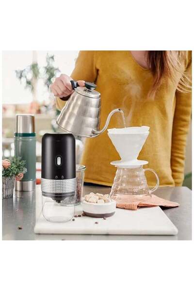 fulina Portable Coffee Grinder with Coffee Spoon, Electric Rechargeable Burr Coffee Grinder