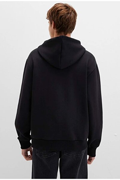 Mavi 066979 Seal Logo Embroidered Jacket Hooded Zipper Men's Sweatshirt Black