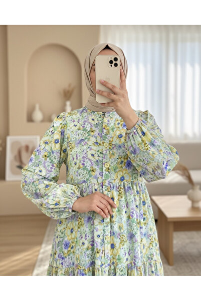 Modamorfo Φόρεμα με μοτίβο λουλουδιών με μισό κουμπί - Α.Πράσινο