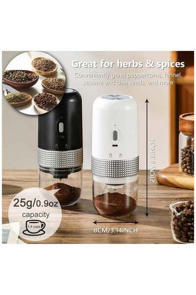 fulina Portable Coffee Grinder with Coffee Spoon, Electric Rechargeable Burr Coffee Grinder