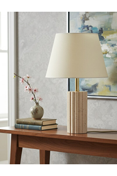 Maisonord Astra Gold Travertine Lampshade with Fabric Hat