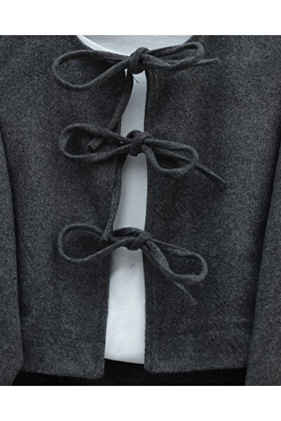 Modamorfo Lace-Up Front Skirted Suit - Anthracite