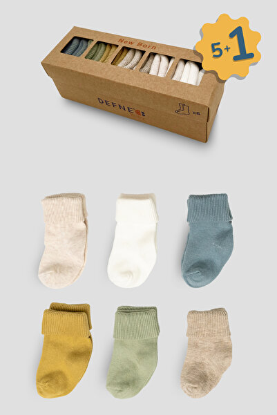 Defne Baby 6 Pairs Boxed Unisex Newborn Newborn and Baby Socks 0-6 Months