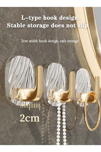 fulina 8 Pcs Multipurpose Acrylic Wall Storage Hook Decorative Gold Hook Strong Adhesive Wall Hooks